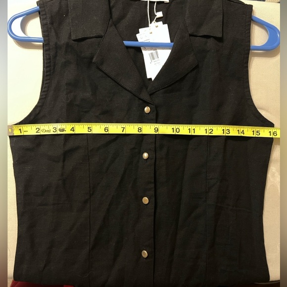 New, Mango Black sleeveless shirt dress with gold buttons, size Small - Picture 6 of 7